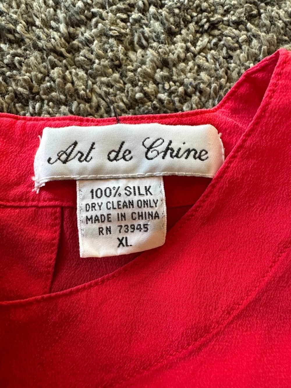 Art de Chine XL Women's Short-Sleeve Blouse 100% Silk Red Blouse - Picture 3 of 7